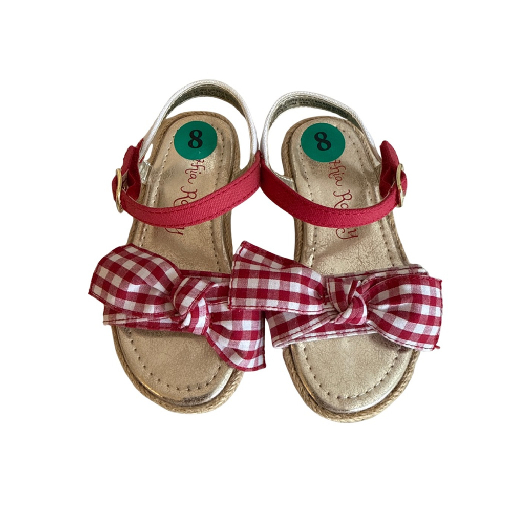 Cynthia Rowley Plaid Bow Sandals Girls Size 8 NEW WITH TAGS